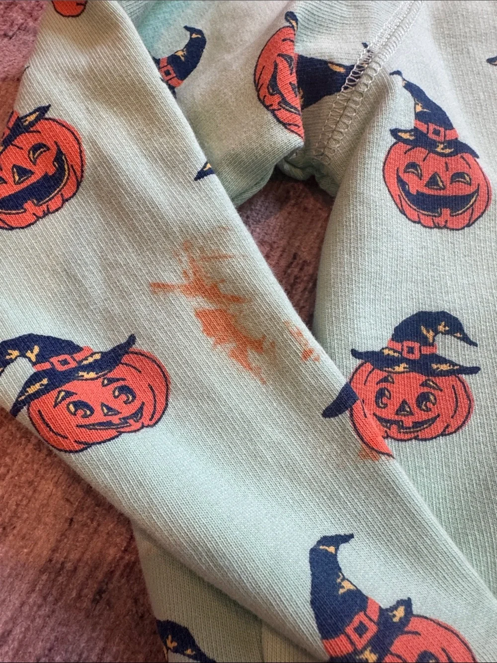 Beaufort Bonnet Mint Green Sweatshirt with Orange Pumpkin Print